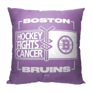 NHL Boston Bruins Hockey Fights Cancer Fight For Throw Pillow 18x18 Inches
