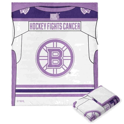 NHL Boston Bruins Hockey Fights Cancer Jersey Silk Touch Throw Blanket 50x60 Inches