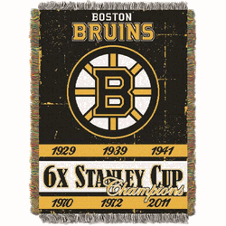 NHL Boston Bruins Home Ice Advantage Woven Tapestry Throw Blanket 48x60 Inches