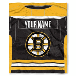 NHL Boston Bruins Jersey Personalized Silk Touch Throw Blanket 50x60 Inches