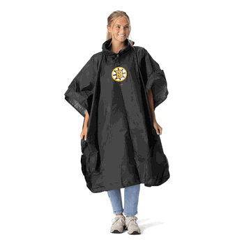 NHL Boston Bruins Logo Black Pullover Poncho with Mesh Bag 49�44 inches
