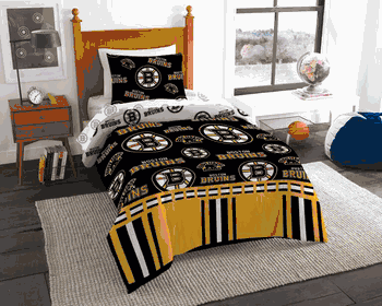 NHL Boston Bruins Rotary Twin Bed In a Bag Set