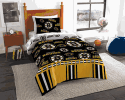 NHL Boston Bruins Rotary Twin Bed In a Bag Set