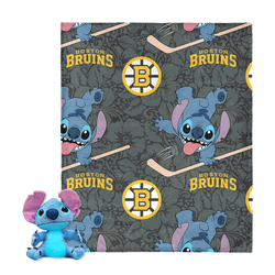 NHL Boston Bruins Slapstick Stitch Hugger Pillow & Silk Touch Throw Blanket Set 40x50 Inches