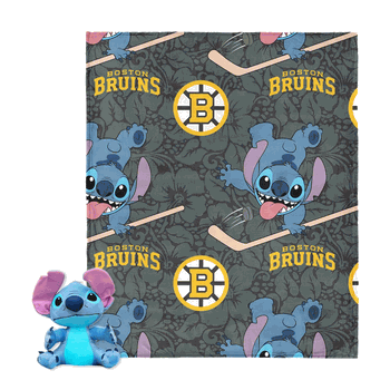 NHL Boston Bruins Slapstick Stitch Hugger Pillow & Silk Touch Throw Blanket Set 40x50 Inches