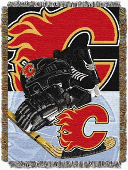 NHL Calgary Flames Home Ice Advantage Woven Tapestry Throw Blanket 48x60 Inches