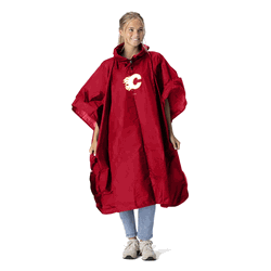 NHL Calgary Flames Logo Red Pullover Poncho with Mesh Bag 49�44 inches