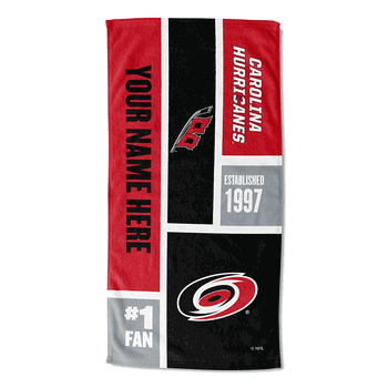 NHL Carolina Hurricanes Colorblock Personalized Beach Towel 30x60 Inches