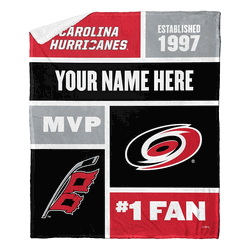 NHL Carolina Hurricanes Colorblock Personalized Silk Touch Sherpa Throw Blanket 50x60 Inches