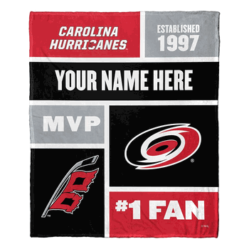 NHL Carolina Hurricanes Colorblock Personalized Silk Touch Throw Blanket 50x60 Inches