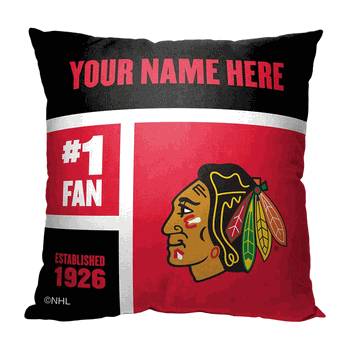 NHL Chicago Blackhawks Colorblock Personalized Throw Pillow 18x18 Inches