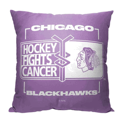 NHL Chicago Blackhawks Hockey Fights Cancer Fight For Throw Pillow 18x18 Inches