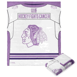NHL Chicago Blackhawks Hockey Fights Cancer Jersey Silk Touch Throw Blanket 50x60 Inches