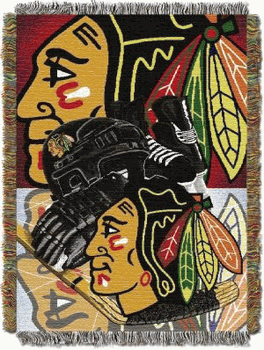NHL Chicago Blackhawks Home Ice Advantage Woven Tapestry Throw Blanket 48x60 Inches