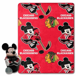 NHL Chicago Blackhawks Ice Mickey Mouse Hugger & Silk Touch Throw Blanket Set 40x50 Inches