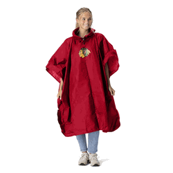 NHL Chicago Blackhawks Logo Red Pullover Poncho with Mesh Bag 49�44 inches