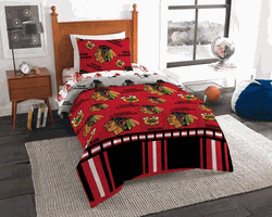 NHL Chicago Blackhawks Rotary Bed in a Bag Set Twin