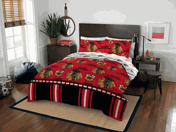 NHL Chicago Blackhawks Rotatry Bed in a Bag Set Full