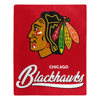 NHL Chicago Blackhawks Signature Raschel Throw Blanket 50x60 Inches