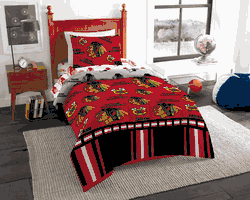 NHL Chicago Chicago Blackhawks Rotary Twin Bed In a Bag Set
