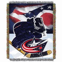 NHL Columbus Blue Jackets Home Ice Advantage Woven Tapestry Throw Blanket 48x60 Inches