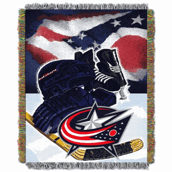NHL Columbus Blue Jackets Home Ice Advantage Woven Tapestry Throw Blanket 48x60 Inches