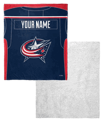 NHL Columbus Blue Jackets Jersey Personalized Silk Touch Sherpa Throw Blanket 50x60 Inches