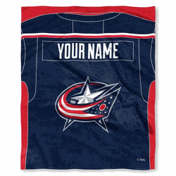NHL Columbus Blue Jackets Jersey Personalized Silk Touch Throw Blanket 50x60 Inches