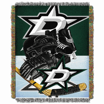 NHL Dallas Stars Home Ice Advantage Woven Tapestry Throw Blanket 48x60 Inches