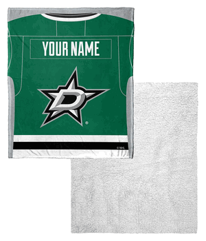 NHL Dallas Stars Jersey Personalized Silk Touch Sherpa Throw Blanket 50x60 Inches