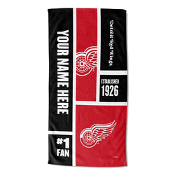 NHL Detroit Red Wings Colorblock Personalized Beach Towel 30x60 Inches