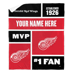 NHL Detroit Red Wings Colorblock Personalized Silk Touch Sherpa Throw Blanket 50x60 Inches