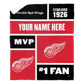 NHL Detroit Red Wings Colorblock Personalized Silk Touch Sherpa Throw Blanket 50x60 Inches