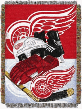 NHL Detroit Red Wings Home Ice Advantage Woven Tapestry Throw Blanket 48x60 Inches