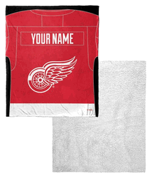 NHL Detroit Red Wings Jersey Personalized Silk Touch Sherpa Throw Blanket 50x60 Inches