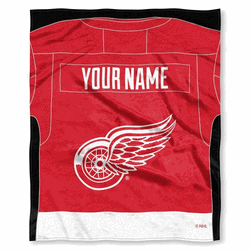 NHL Detroit Red Wings Jersey Personalized Silk Touch Throw Blanket 50x60 Inches