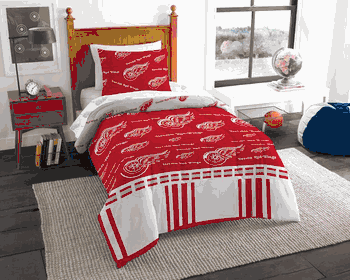 NHL Detroit Red Wings Rotary Twin Bed In a Bag Set