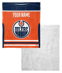 NHL Edmonton Oilers Jersey Personalized Silk Touch Sherpa Throw Blanket 50x60 Inches