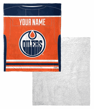 NHL Edmonton Oilers Jersey Personalized Silk Touch Sherpa Throw Blanket 50x60 Inches