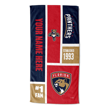 NHL Florida Panthers Colorblock Personalized Beach Towel 30x60 Inches