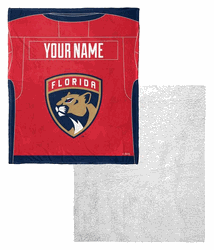 NHL Florida Panthers Jersey Personalized Silk Touch Sherpa Throw Blanket 50x60 Inches