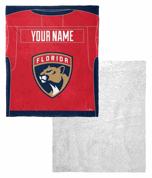 NHL Florida Panthers Jersey Personalized Silk Touch Sherpa Throw Blanket 50x60 Inches