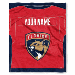 NHL Florida Panthers Jersey Personalized Silk Touch Throw Blanket 50x60 Inches