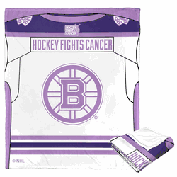 NHL Hockey Fights Cancer Jersey Boston Bruins Silk Touch Throw