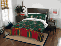 NHL Minnesota Minnesota Wild Rotary Queen Bed In a Bag Set