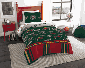 NHL Minnesota Minnesota Wild Rotary Twin Bed In a Bag Set