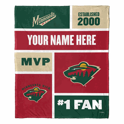 NHL Minnesota Wild Colorblock Personalized Silk Touch Throw Blanket 50x60 Inches