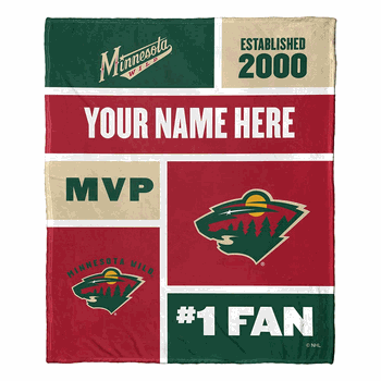 NHL Minnesota Wild Colorblock Personalized Silk Touch Throw Blanket 50x60 Inches