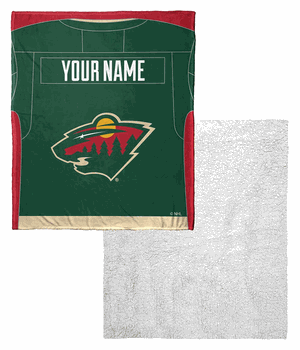 NHL Minnesota Wild Jersey Personalized Silk Touch Sherpa Throw Blanket 50x60 Inches