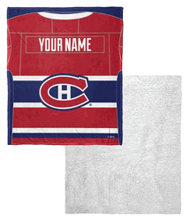 NHL Montreal Canadiens Jersey Personalized Silk Touch Sherpa Throw Blanket 50x60 Inches